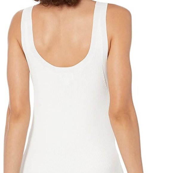 NWT THE DROP YASMIN SIDE-SLIT RIBBED MIDI TANK SWEATER DRESS IVORY SMALL - Picture 2 of 10